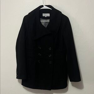 Calvin Klein Women's Elegant Black Wool Blend Peacoat Women’s size 10